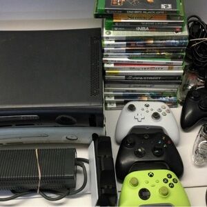360 Console with Controllers - Black, White, Green